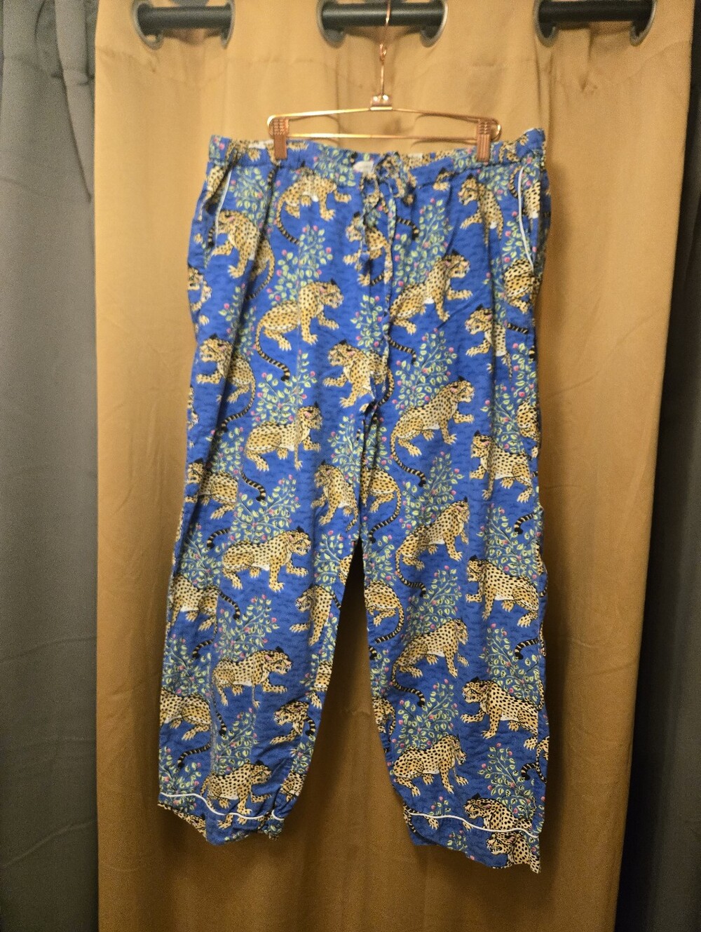 Printfresh Royal Blue Leopard-Print Pajama Pants 1x